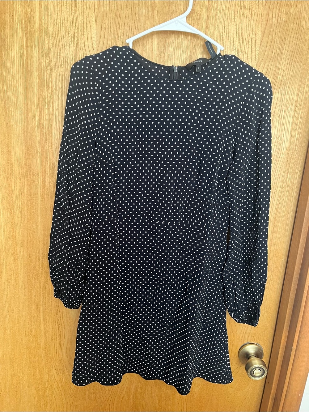Theory black and white polka dot mini dress